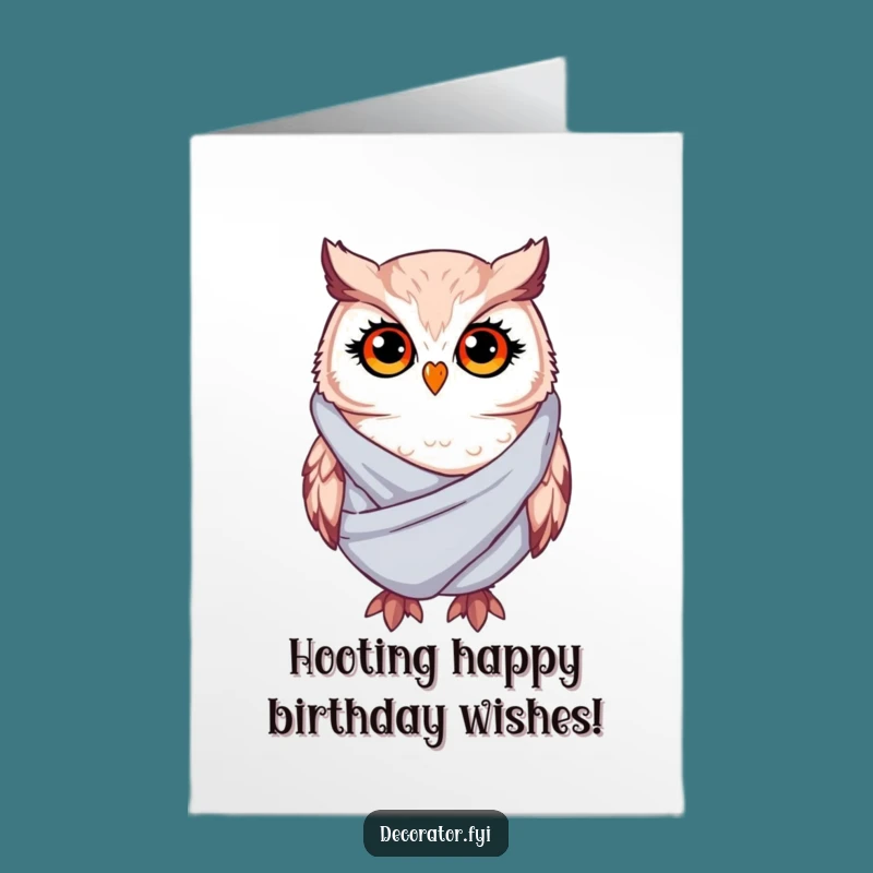 Free Printable Birthday Card: Funny Owl Draping Fabric, Whimsical Twinkling Eyes, Downloadable Gift