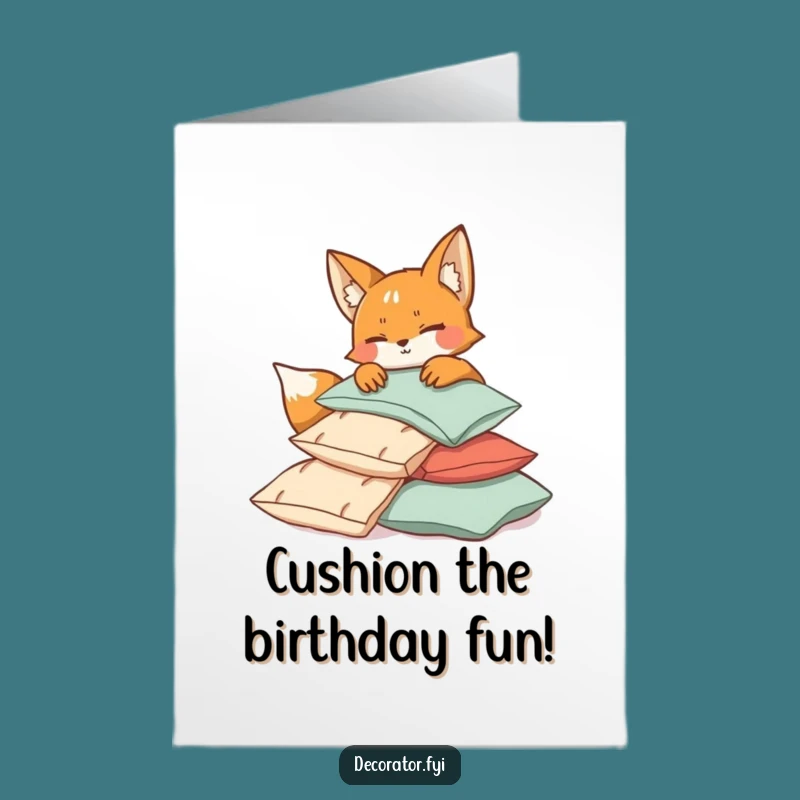 Free Printable Fox Cushions Birthday Card: Funny Downloadable Nap Gift