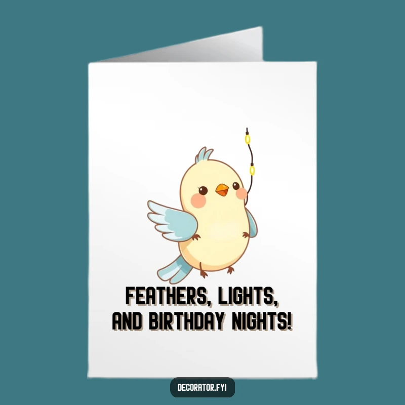 Funny Free Printable Birthday Card: Bird with Lights, Downloadable Gift