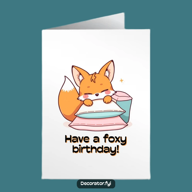 Free Printable Winking Fox Cushion Birthday Card - Cozy Downloadable Humorous Gift