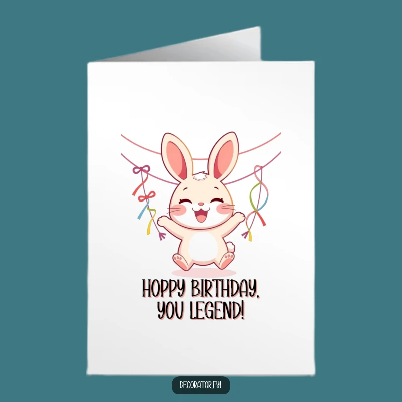 Free Printable Bouncing Rabbit Streamer Birthday Card - Joyful Downloadable Celebration Gift