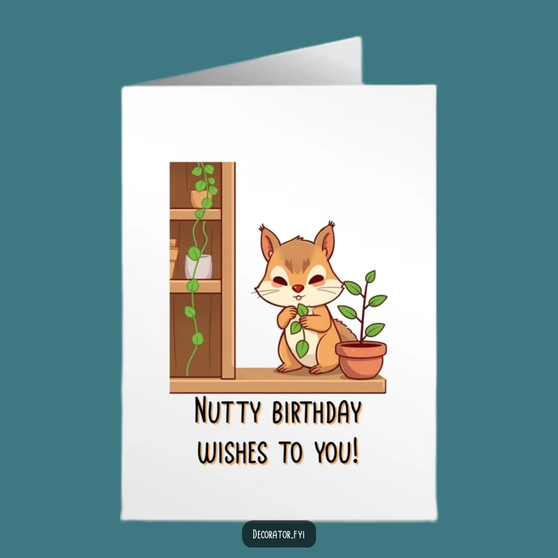Free Printable Determined Squirrel Plant Birthday Card - Nurturing Downloadable Gift for Growth
