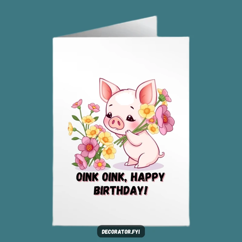 Free Printable Birthday Card: Piglet Loves Flowers, Cute & Funny DIY Gift!
