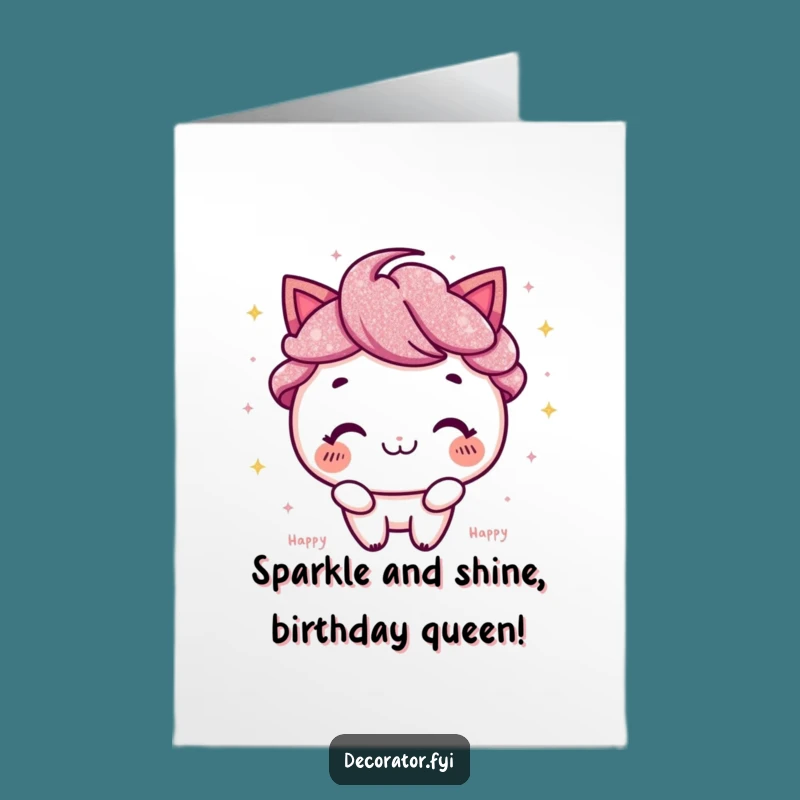 Free Printable Birthday Card: Glitter Sprinkle Fun, Happy Character, Funny Downloadable Greeting