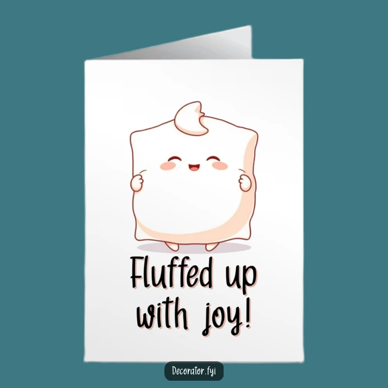 Free Printable Congrats Card: Pillow Fluffing Character - Humorous DIY Downloadable Art