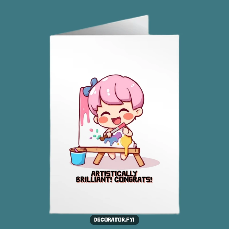 Free Printable Art Congrats Card: Painting Success with Giggles and Flair