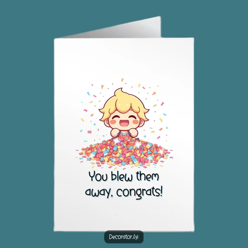 Free Printable Confetti Character Congrats Card: Funny Downloadable Gift for Triumphant Moments