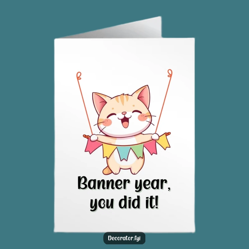 Free Printable Congrats Card: Cat Banner Celebration! Hilarious Downloadable Gift