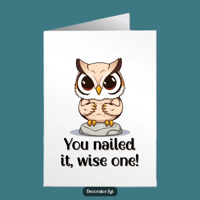 Free Printable Congrats Card: Wise Owl Statue Achievement, Humorous Downloadable Gift
