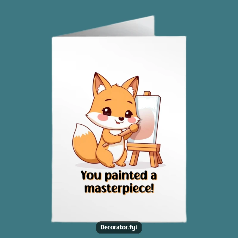 Free Printable Fox Artist Congrats Card - Creative Triumph Downloadable Gift