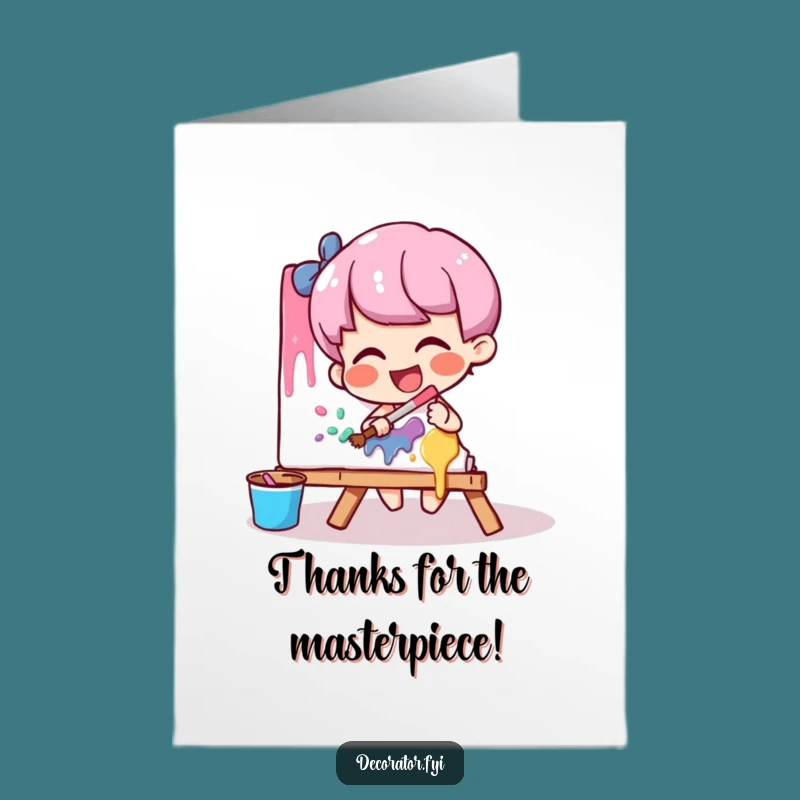 Free Printable Art Thank You Card: Thanks Painted with Giggles and Gratitude