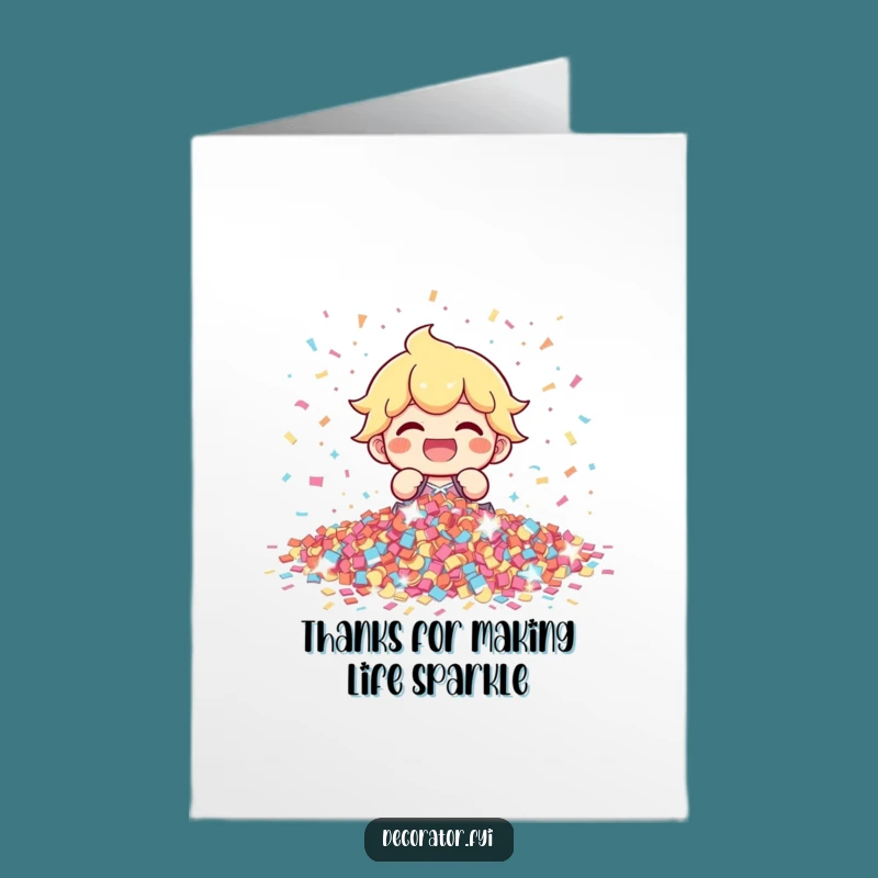 Free Printable Confetti Character Thank You Card: Funny Downloadable Gift of Joyful Thanks