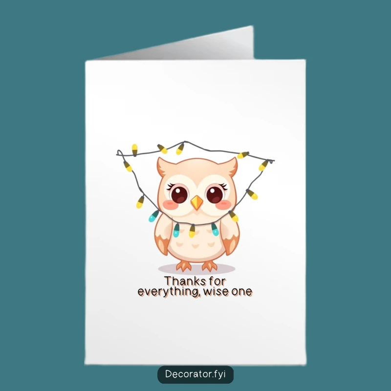 Free Printable Owl Thank You Card: Funny Twinkling Lights Downloadable