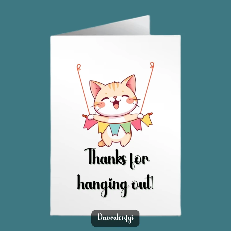 Free Printable Thank You Card: Cat Banner Thanks! Funny Downloadable Gift