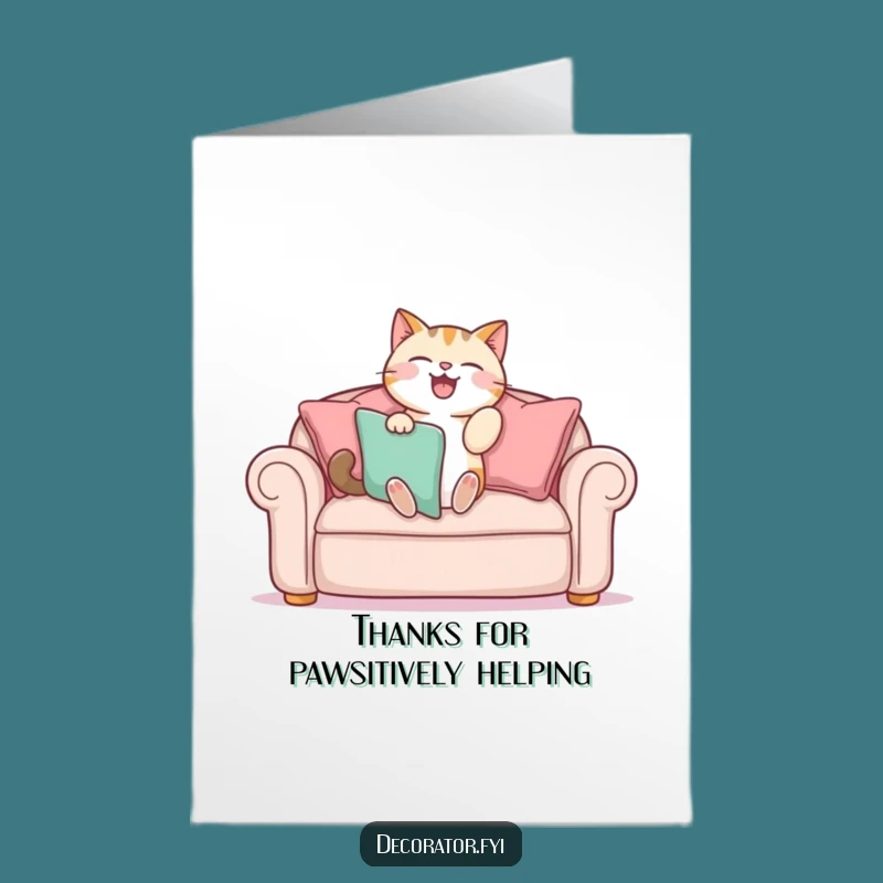 Free Printable Thank You Card: Cat's Cozy Touch, Funny DIY Appreciaton Gift!