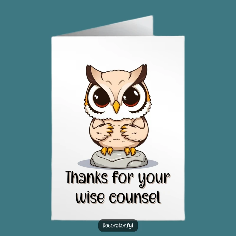 Free Printable Thank You Card: Owl Statue Gratitude, Humorous Downloadable Gift