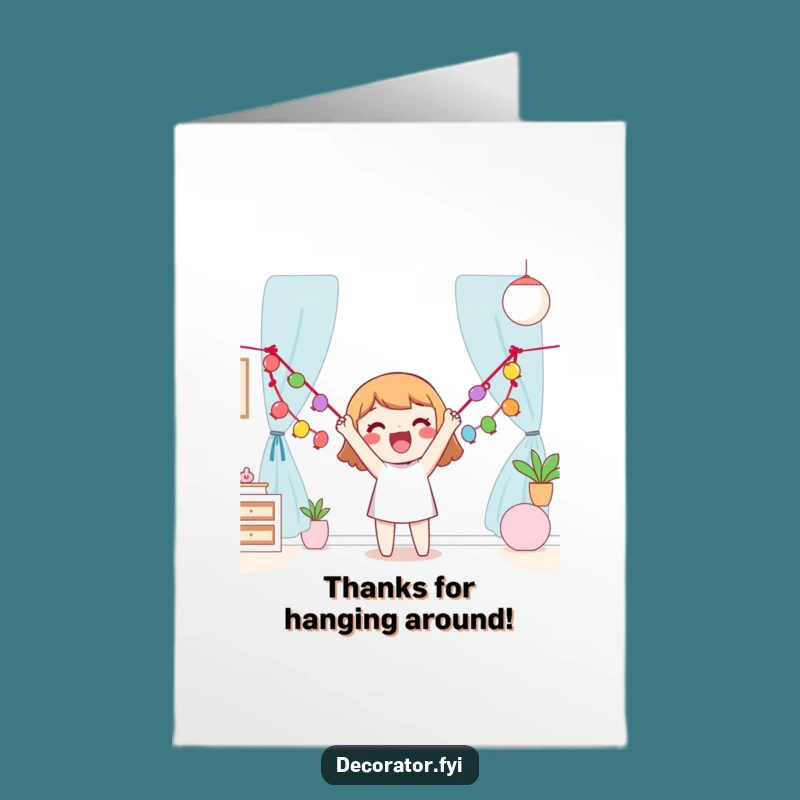 Free Printable Thank You Card: Garland Hanger Character Funny Downloadable Gift