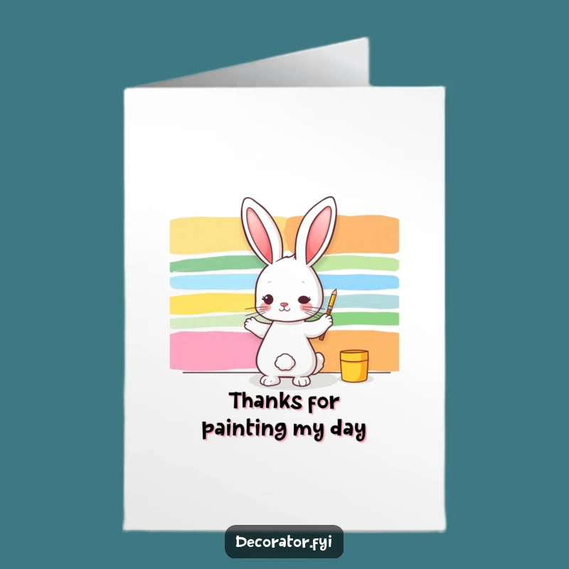 Free Printable Thank You Card: Rabbit Artist Expresses Gratitude, Funny DIY Gift!