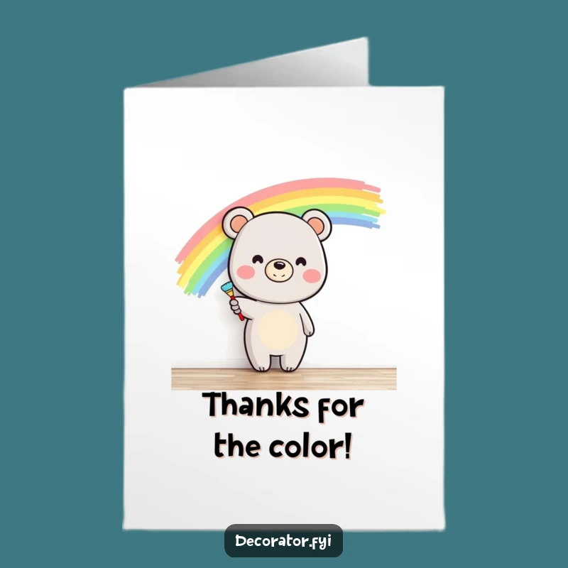 Free Printable Bear Painting Thank You Card: Funny Downloadable Gift for Kindness