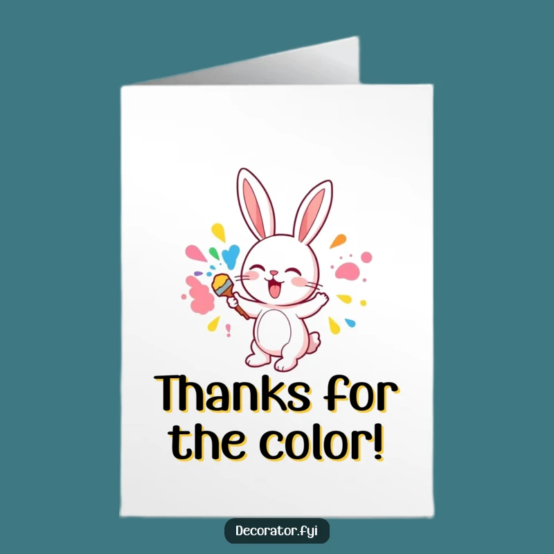 Free Printable Thank You Card: Bunny's Colorful Thanks! Funny Downloadable Gift