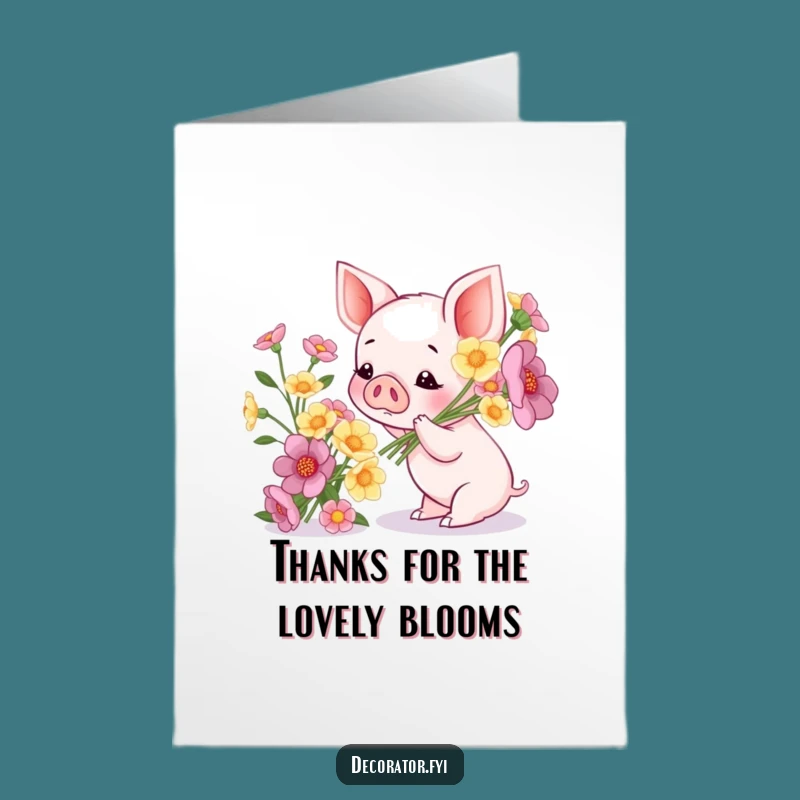 Free Printable Thank You Card: Piglet's Floral Thanks, Funny DIY Gift!