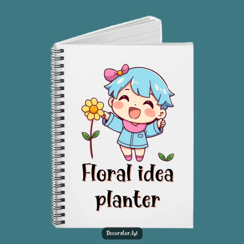 Funny Decorator Character Flower Notebook - Jot Down Ideas with Cheerful Style
