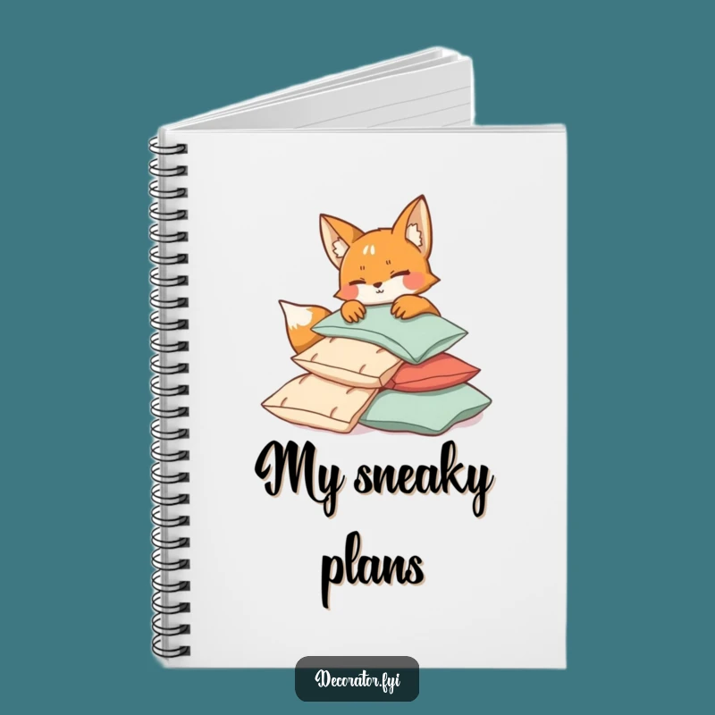 Funny Fox Pillow Notebook - Plan Your Cozy Day & Hilarious Gift