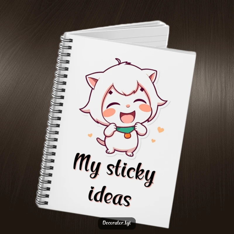 Funny Notebook cover art: a mischievous character giggling uncontrollably while creatively placing a funny sticker on its pages.