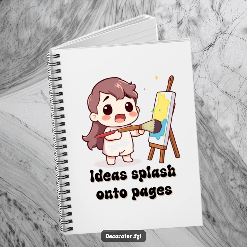Funny Notebook: A surprised character uses a giant paintbrush to add a splash of colorful inspiration.