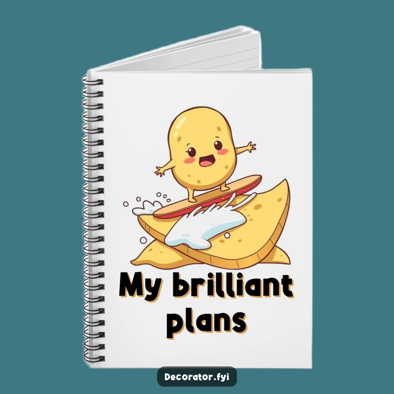 Funny Potato Surfing Chip Notebook: Hilarious Determined Journal for Adventurous Ideas