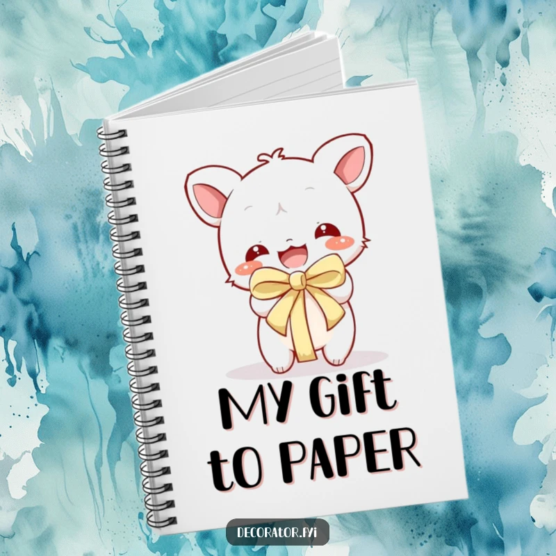 Funny Notebook: Playful character eagerly unwrapping a gift, inspiring fun journaling.