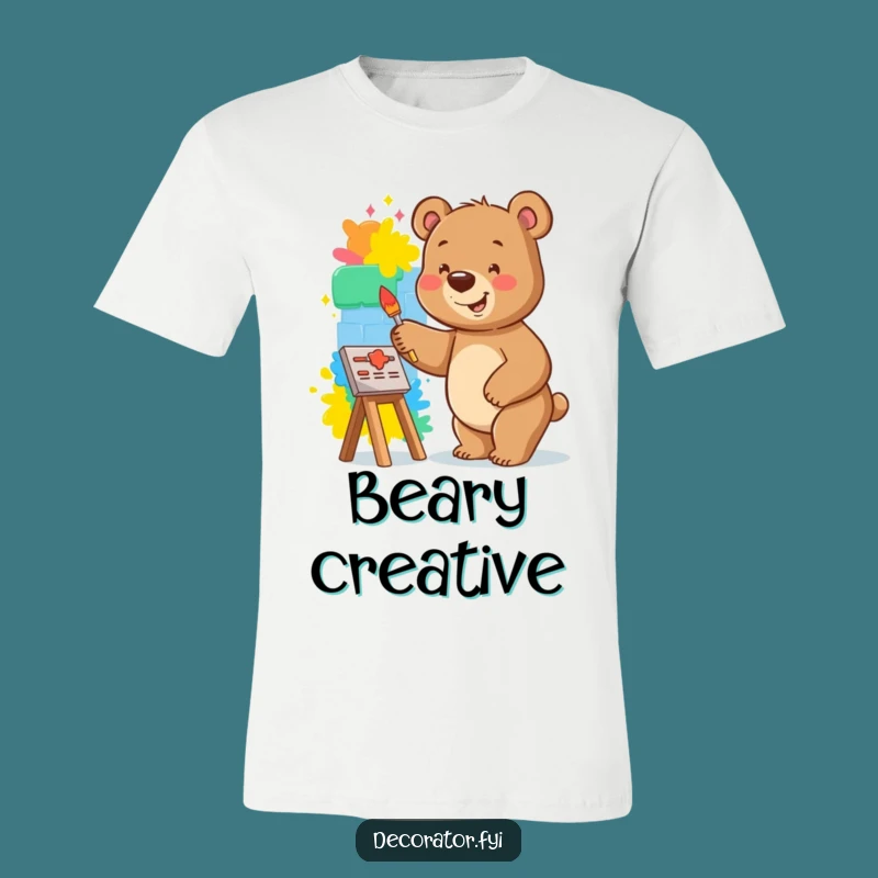 Funny Bear T-Shirt: Happy Painter Muralist, a Comedic Bear Tee!