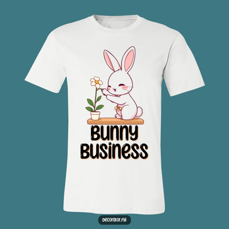 Funny Rabbit T-Shirt: Gentle Gardener Places Flower, a Comedic Rabbit Tee!