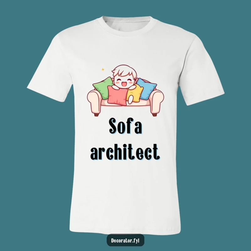 Funny Decor T-Shirt: Playful Sofa Cushion Arranger Character, Hilarious Tee Gift