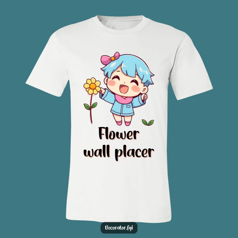 Funny Decorator Character Flower T-Shirt - Cheerful Art Tee for Happy Souls