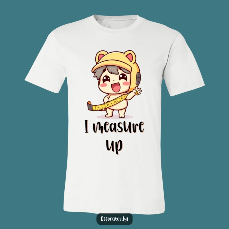 Funny Enthusiastic Tape Measure T-Shirt: Character DIY Humor Tee