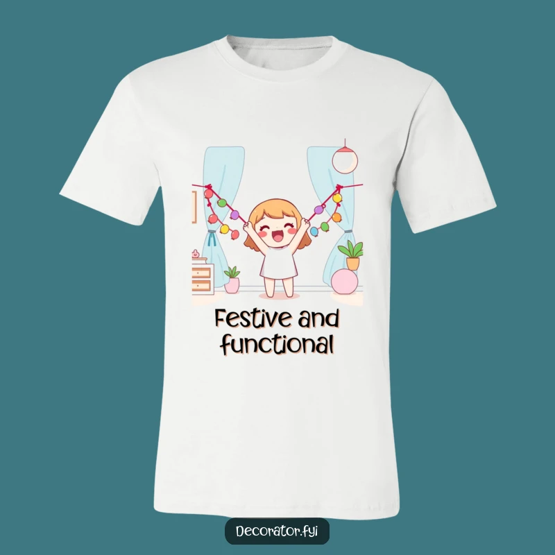 Funny Happy Character T-Shirt: Garland Decorating Tee, Perfect Funny Gift