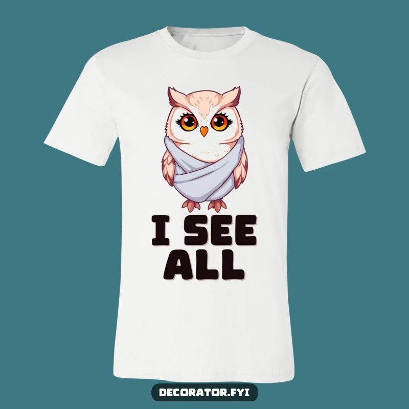Funny Whimsical Owl T-Shirt: Twinkling Eyes Draping Fabric - Hilarious Wearable Art