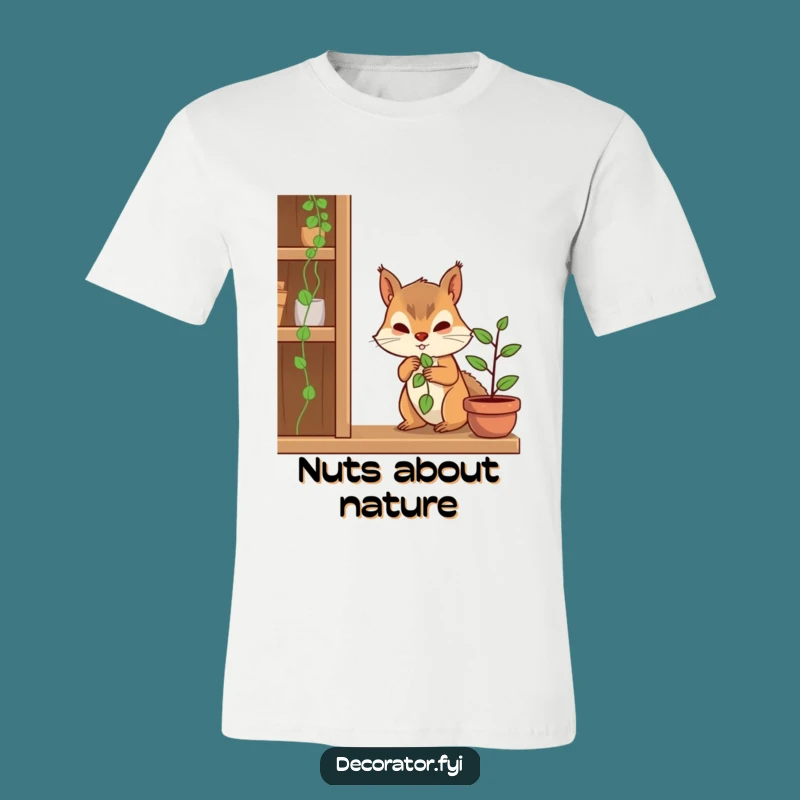 Funny Determined Squirrel Plant T-Shirt: Cozy Cartoon Gardener Tee, Ideal Funny Gift