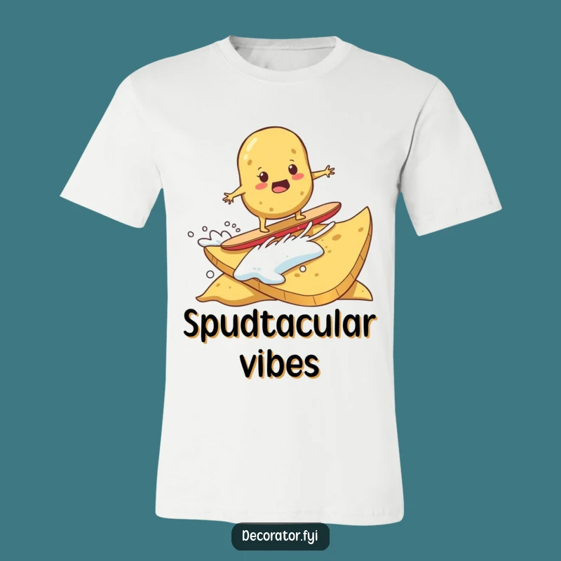 Funny Potato Surfing Chip T-Shirt: Hilarious Determined Snack Tee for Adventure Lovers