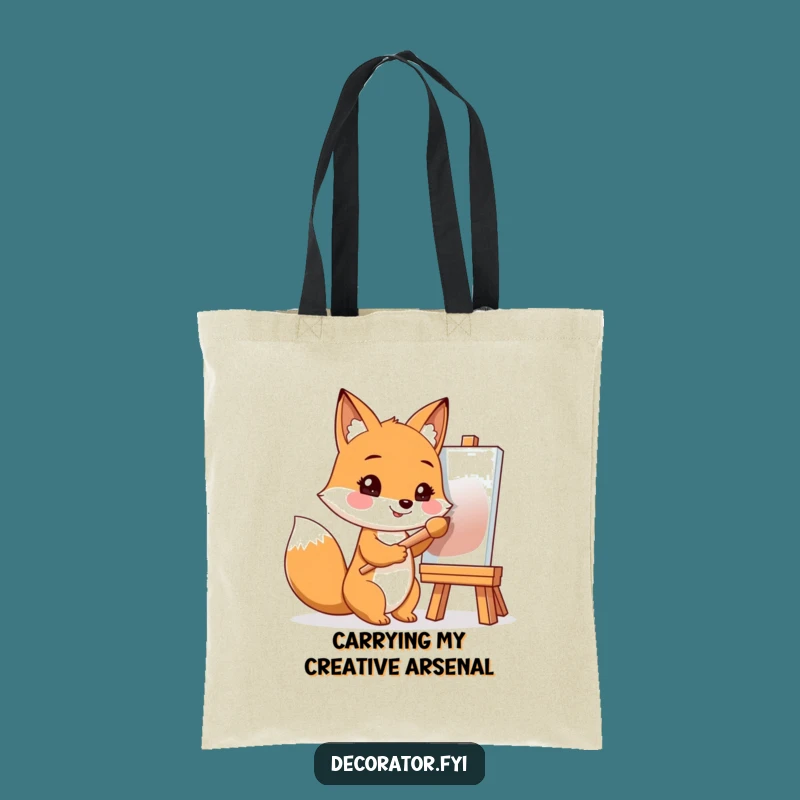 Funny Fox Artist Tote Bag: Carry Your Creative Tools