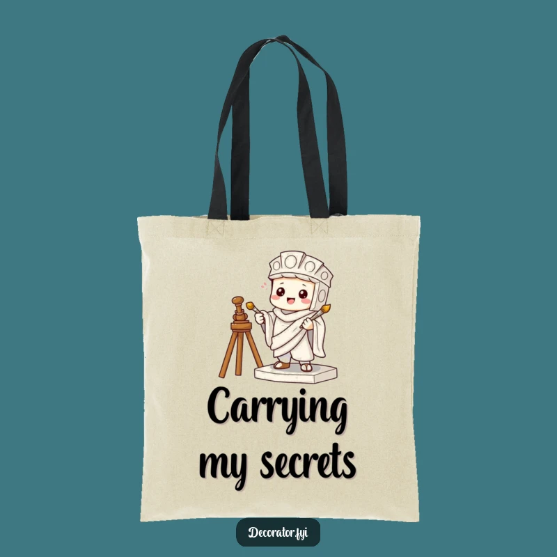 Funny Art Camouflage Tote Bag: Mischievous Statue, Ideal Funny Gift