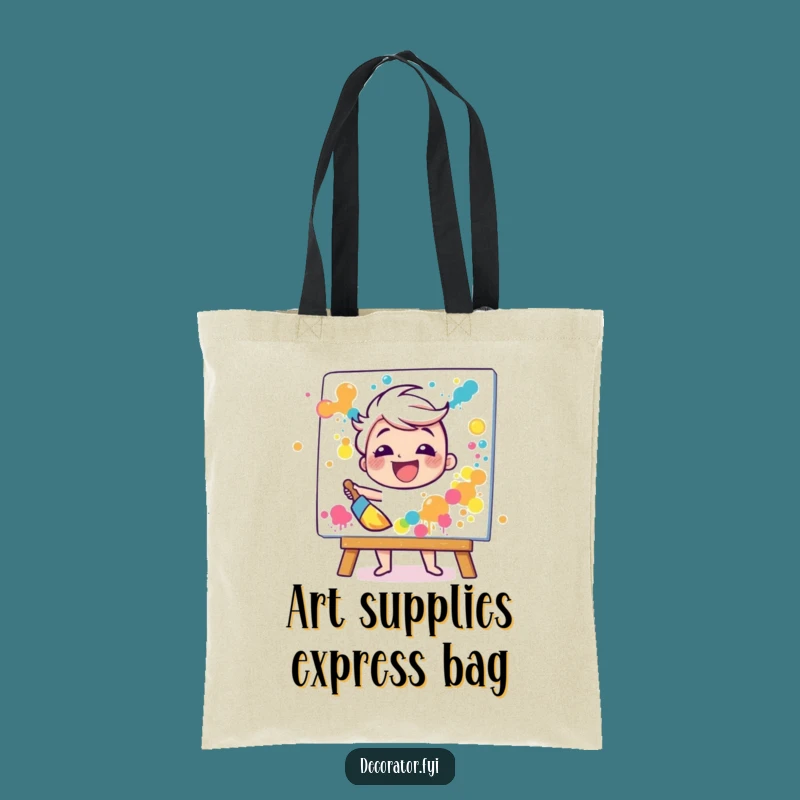 Funny Art Student Tote Bag: Happy Painter's Paint Splatter, Ideal Funny Gift