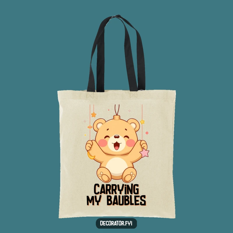 Funny Bear Cub Ornament Tote Bag: Practical Holiday Carryall, Ideal Funny Gift