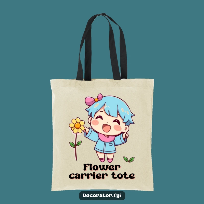 Funny Decorator Character Flower Tote Bag - Carry Your Style with Floral Charm