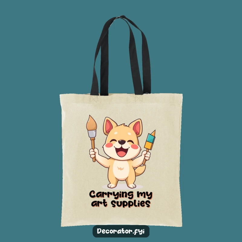 Funny Dog Painter Tote Bag: Carry Your Art Supplies in Style with this Funny Gift