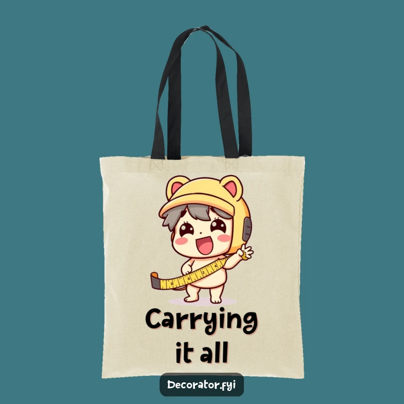 Funny Tape Measure Tote Bag: Enthusiastic Character DIY Accessory Gift